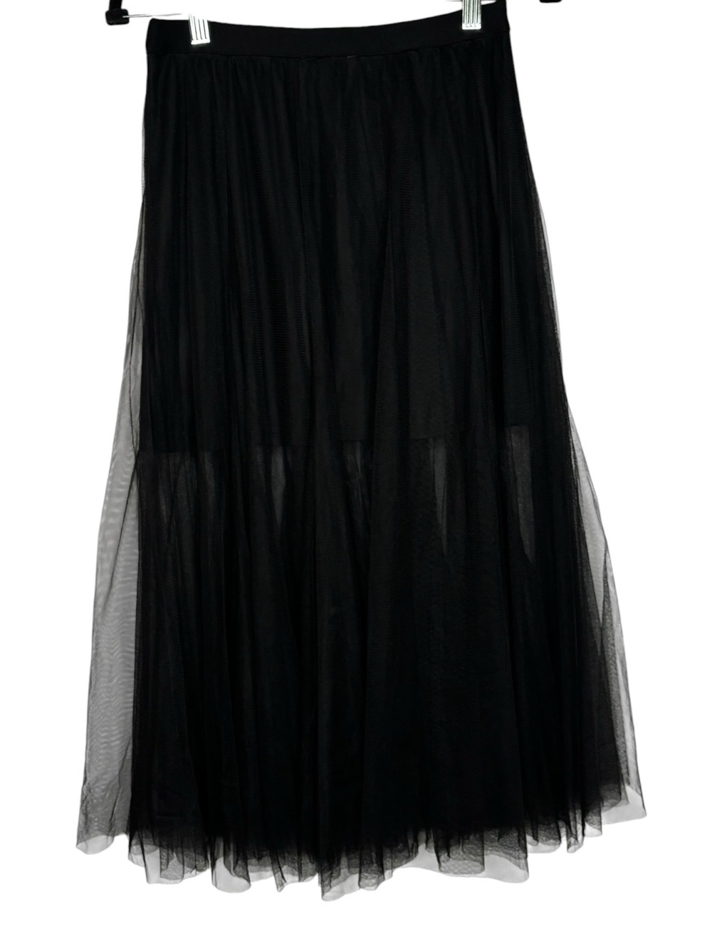 Eesome Black Sheer Pleated Tulle Midi Skirt S Y2K Goth Romantic Whimsigoth - Picture 5 of 9